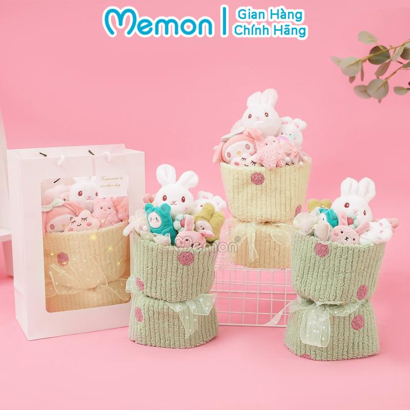 Bó hoa gấu nhồi bông bọc vải mềm mại dễ thương cao cấp Memon