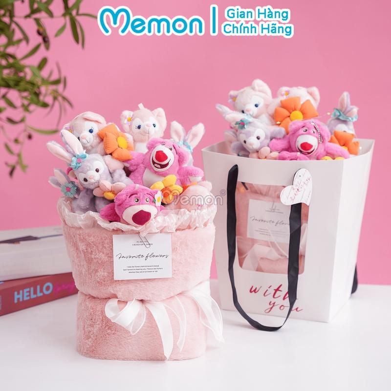 Bó hoa gấu nhồi bông bọc vải mềm mại dễ thương cao cấp Memon