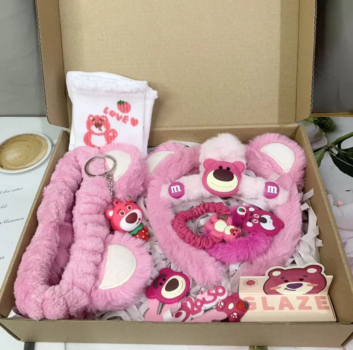 Combo quà GẤU DÂU - set 10 món quà siêu cute, quà tặng Sinh nhật cho bạn gái