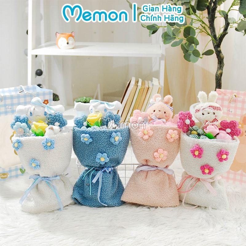 Bó hoa gấu nhồi bông bọc vải mềm mại dễ thương cao cấp Memon