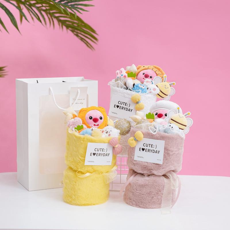 Bó hoa gấu nhồi bông bọc vải mềm mại dễ thương cao cấp Memon