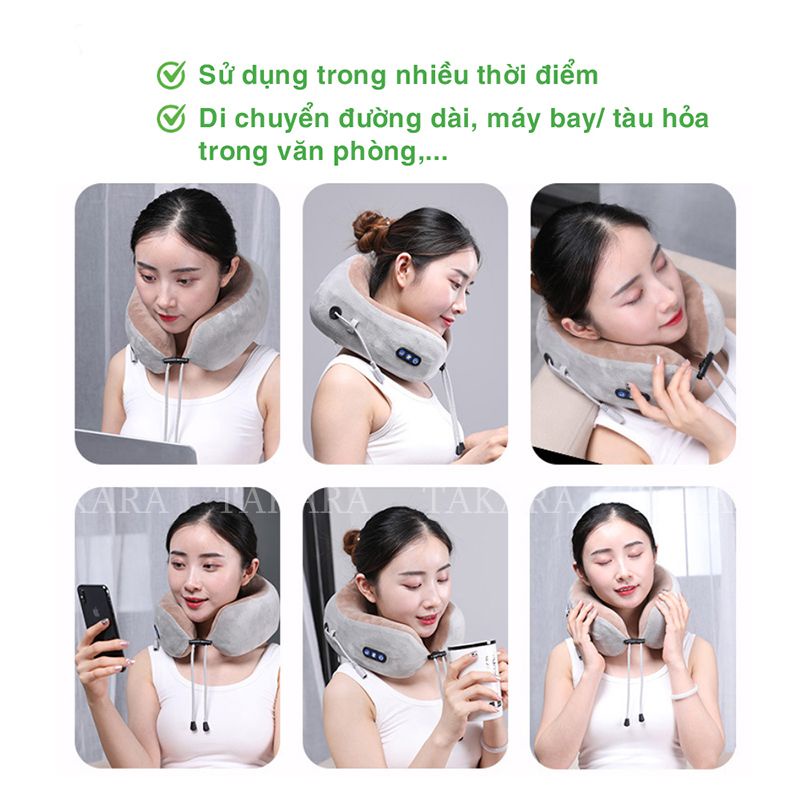 Máy Massage Cổ Vai Gáy, Mát Xa Xung Điện Cùng 5 Đầu Rung Takara Trị Liệu Nhức Mỏi JT88