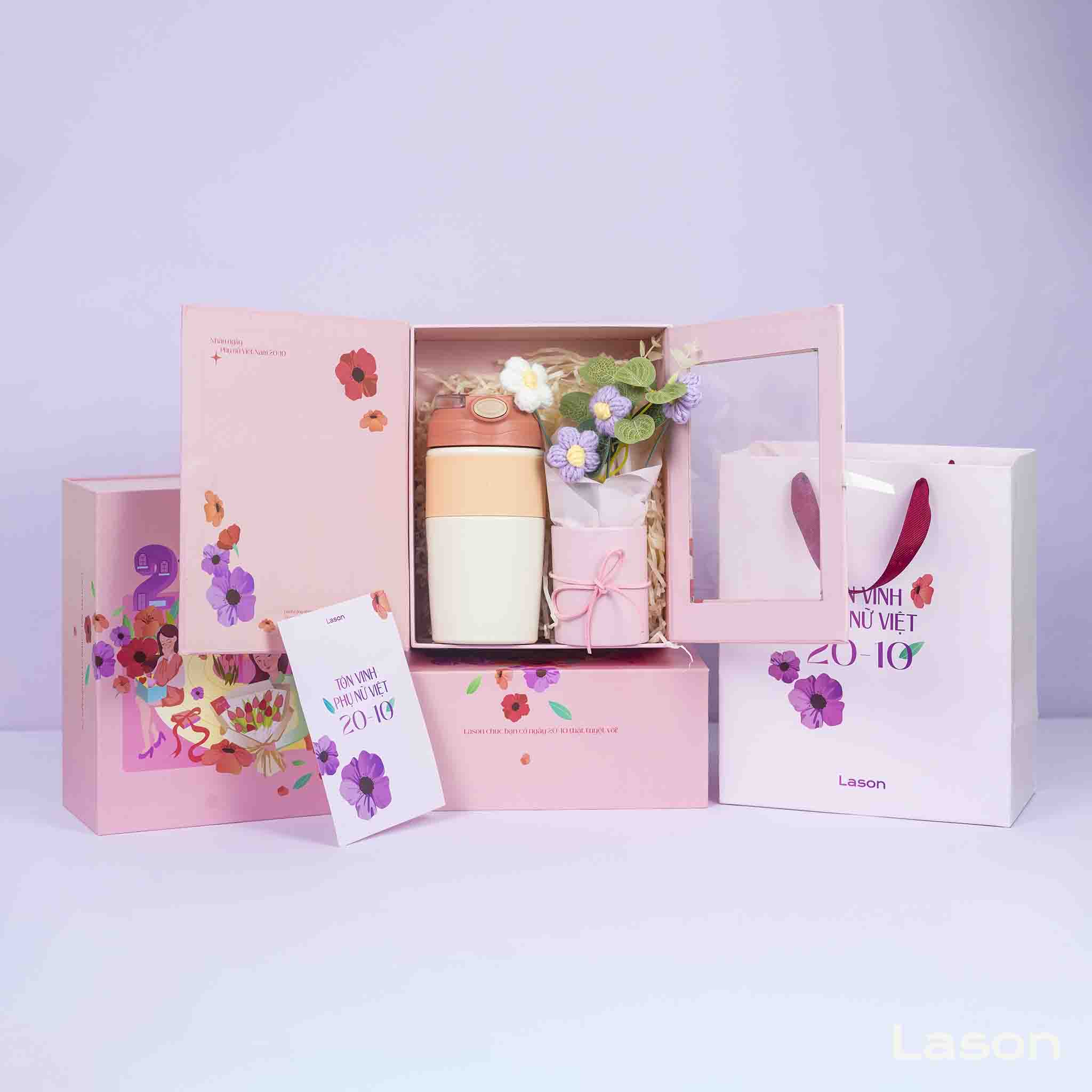 Set combo hộp quà Tôn Vinh - Bình pastel 420ml
