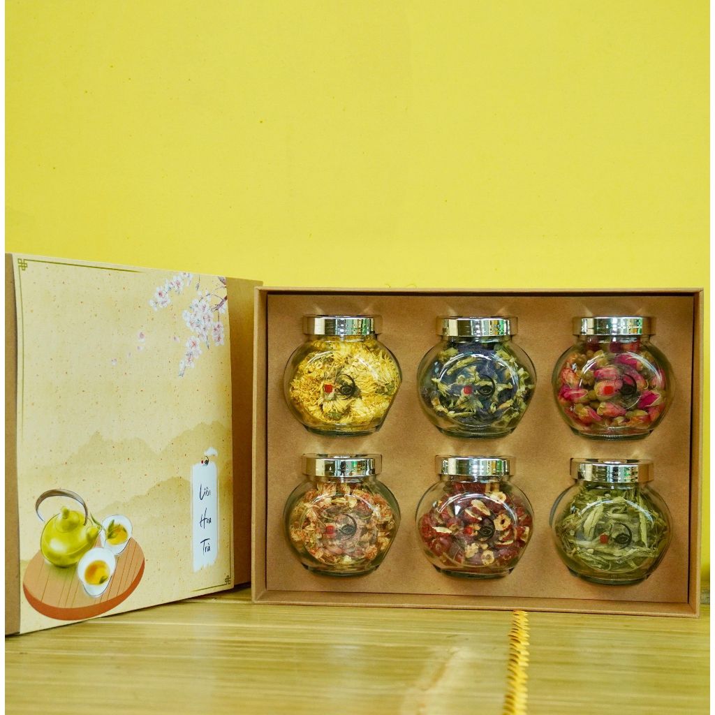 Set Quà tặng mẹ tặng bạn gái người thân đối tác Set 6 lọ trà hoa sấy khô (Hàng loại 1 thơm ngon)